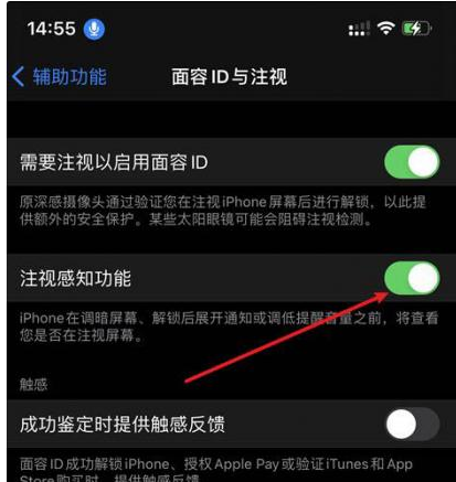 满洲里苹果14维修网点分享iPhone14注视感知功能有什么用 